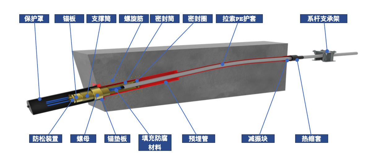 系杆 (QSMXGY永久锚固式钢绞线系杆构造图)